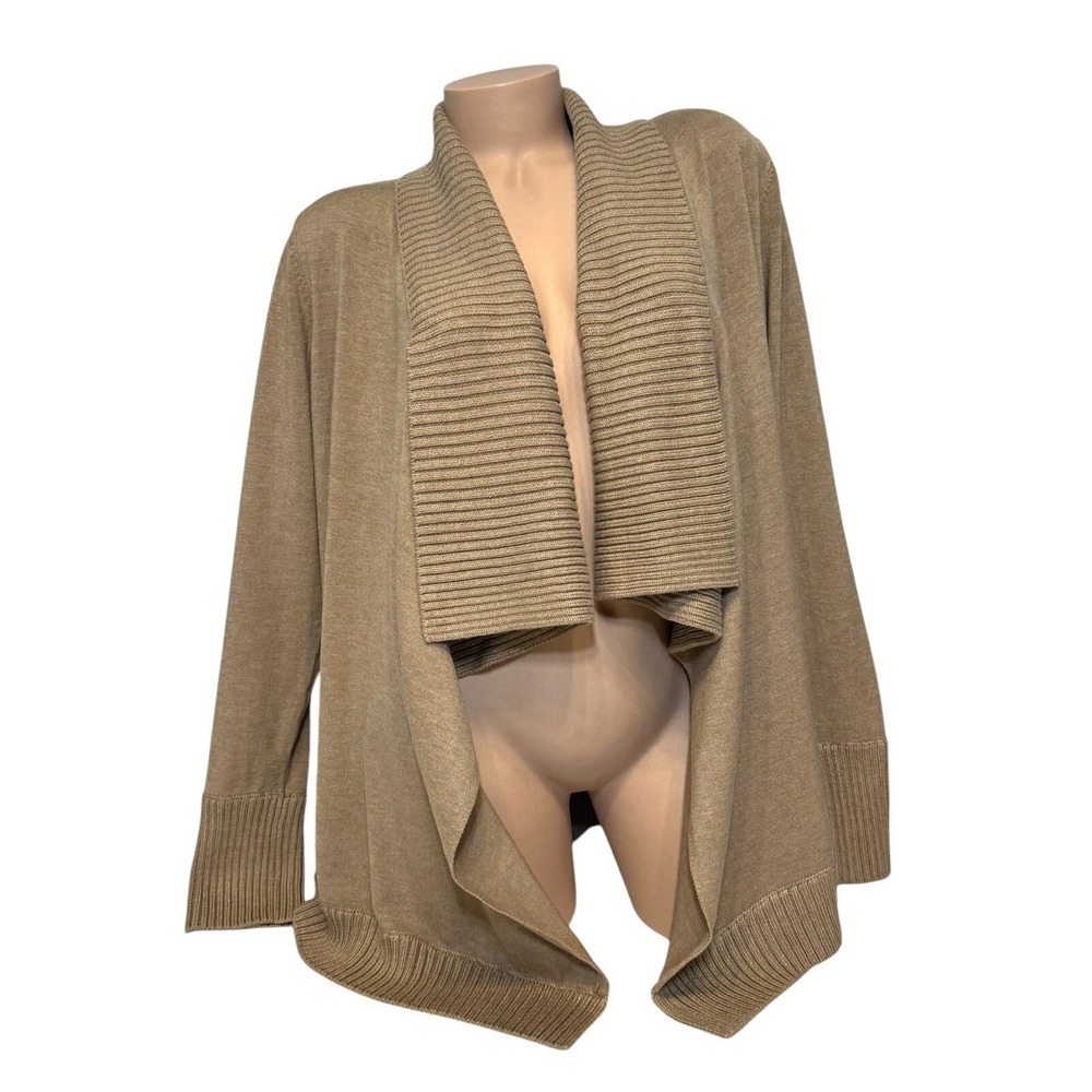 INC International Concepts Women's EXTRA LARGE Brown Waterfall Cardigan Sweater